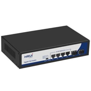سوئیچ PoE دارای 4 پورت PoE گیگ و 2 پورت Uplink SFP گیگ اچ ار یو ای HRUI HR900-AFG-42NS-120
